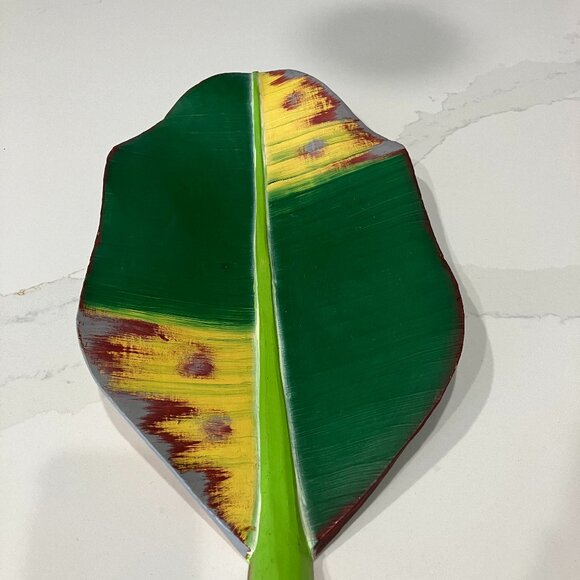 Hand Painted Wooden Banana Leaf - Picture 2 of 5